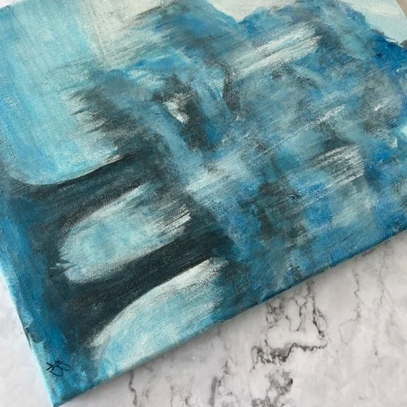 Abstract Cypress Trees Acrylic Painting11x14 CanvasWhispering Blue Canopy